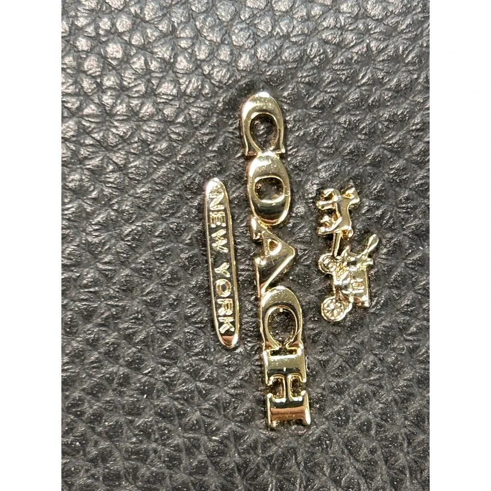 Coach Double Zip Wristlet Black Pebble Leather Gold Hardware Handbag Bag